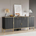 60" Fluted Buffet Cabinet with Storage, Modern Buffets & Sideboard with 2 Drawers, 4 Doors and Adjustable Shelves, Accent Cabinet for Kitchen, Living Room, Hallway, Black