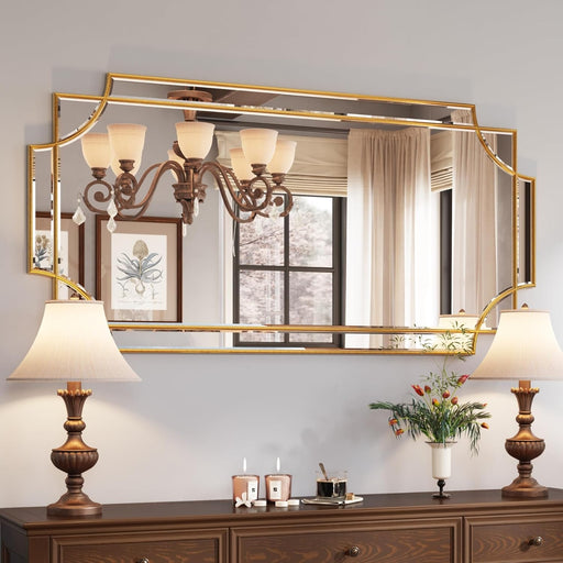 GoldenFoilFinish Ornate Handcrafted 24x48 Wall Mirror