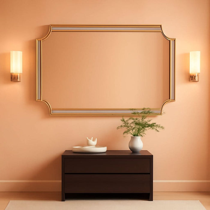 GoldenFoilFinish Ornate Handcrafted 24x48 Wall Mirror