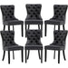 Black and Dark Grey Velvet Dining Chairs Set of 6 with Nailhead Trim and Pull Ring
