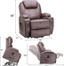 Power Lift Recliner Chair PU Leather with Massage for Elderly Ergonomic Lounge Chair Classic Single Sofa with 2 Cup Holders Side Pockets Home Theater Seat (Leather, Brown)