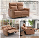 Mnul Loveset Recliner Sof, Wll-Hugger 2 Set Reclining Love Set Couches, Lethire Reclining Sof Set, Double Seter Recliner Chir for Living Room, Office, prtment, Brown