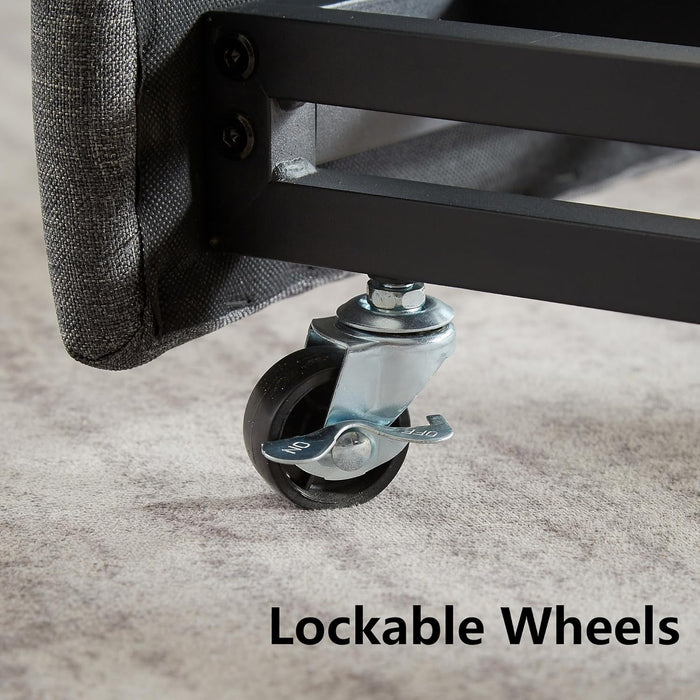 Twin Daybed with Trundle Bed Twin, Linen Upholstered Day Bed with Arm and Backrest, No Box Spring Needed Daybed, Twin Size Day Bed Gray