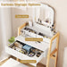 Small Vanity Desk with Mirror and Lights, White Makeup Vanity Desk with 3 Drawers, Adjustable Heights, 3 Color Lighting Modes, Compact Bedroom Dressing Table with Stool for Small Space