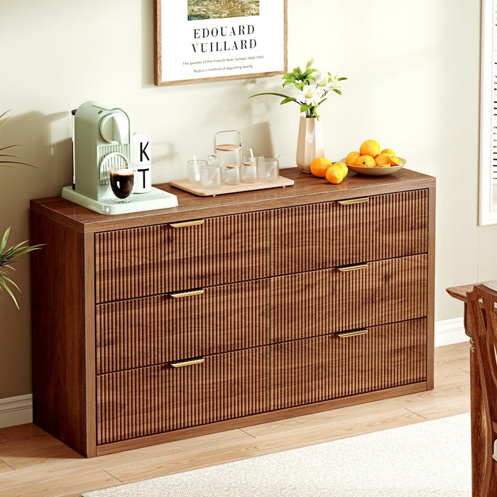 FiftyFiveInch Dresser Saddle Brown Storage Cabinet