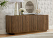 64" Sideboard Buffet Cabinet with Storage, Wooden Fluted Storage Cabinet Sideboard Credenza with Adjustable Shelves Pressed Spring for Kitchen Living Room (Walnut)