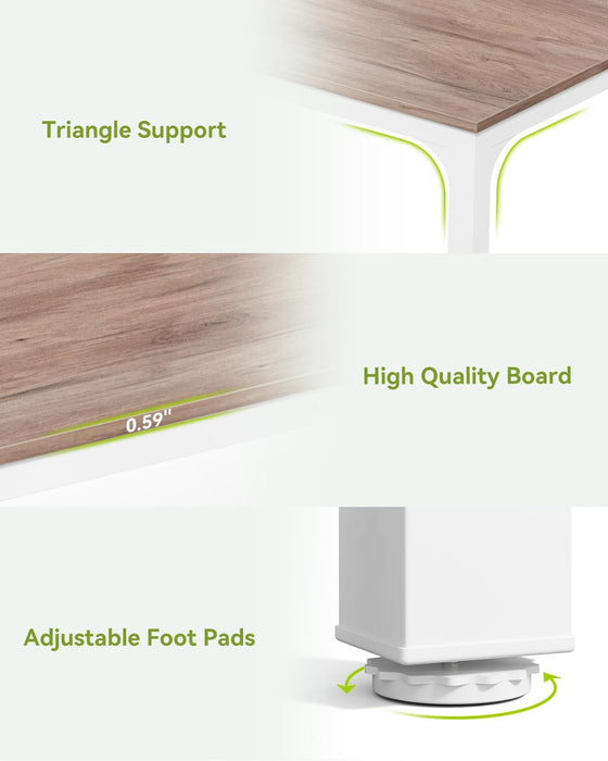 Two Person Desk, 78.7 Inches Extra Long Computer Desk, Wooden Large Office Desks with Strong Metal Legs, Double Desk for 2 People, Writing Study Table for Home Office, Oak & White