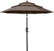 9FT 3 Tiers Patio Umbrella with Crank Handle, Brown