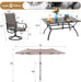 Patio Set with Umbrella 8 Pieces Outdoor Dining Set for 6 with 13Ft Double-Sided Patio Umbrella Beige, 6 X Swivel Patio Chairs, 1 Metal Table for Lawn Garden