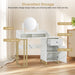 Light Luxury Dressing Table with Storage Cabinet, Modern Vanity Desk with Drawer, Home Makeup Station for Bedroom, Metal Dresser with Adjustable Mirror 3388 (White)