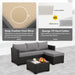 Wicker Patio Furniture Patio Couch 3 Pieces Outdoor Sectional with Ottoman and Outdoor Glass Table Weathering Anti-Slip Cushions Furniture Covers, Light Grey