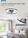 Ceiling Fans with Lights, 20 Inch Low Profile Flush Mount Ceiling Fan, Dimmable LED, APP & Remote Control, Quiet Reversible DC Motor, 6 Speeds, Fandelier for Bedroom, Black