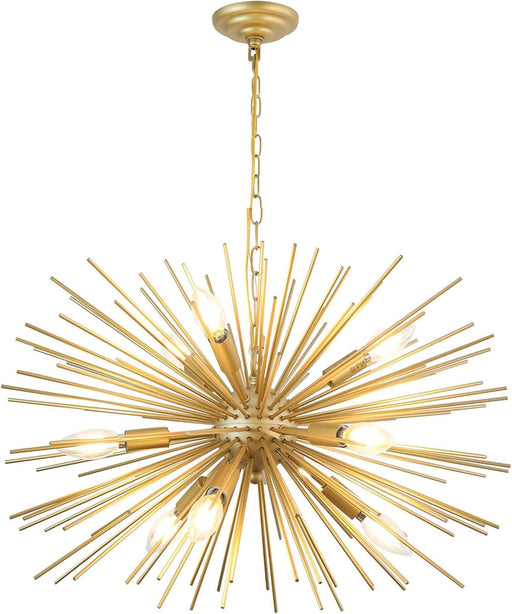 24Inch Golden Gleaming SputnikChandelier With Nine Lights