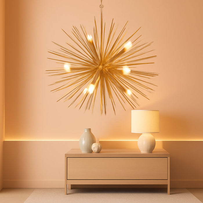 24Inch Golden Gleaming SputnikChandelier With Nine Lights