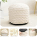 Beige round Faux Fur Ottoman Pouf - 20X15 Inch Storage Foot Stool Cushion for Living Room & Bedroom Decor
