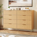 Fluted Dresser for Bedroom with 8 Drawers,55" Wide Modern Chest of Wooden Bedroom Chest with Metal Handle,Clothes Storage Organizer,Dresser & TV Stand for Living Room,Nutural