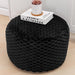 Round Pouf Ottoman Stuffed Plush Fiber Pouf Ottoman Footrest Foot Stool Bean Bag Ottoman Floor Pouf for Bedroom Living Room Accent Seat 20X12Inches with Modern Foam Filler (Black)