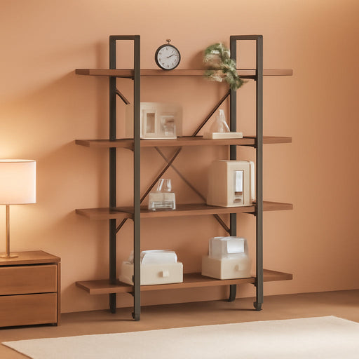 Industrial Strength Bookshelf With Rustic Oak Finish