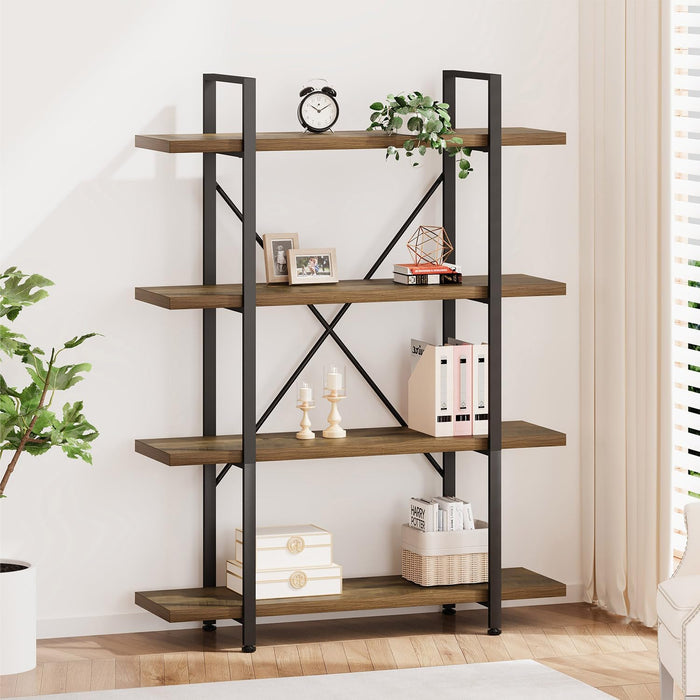 Industrial Strength Bookshelf With Rustic Oak Finish