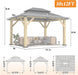 10' X 12' Outdoor Wooden Gazebo - Patio Hardtop Gazebo Permanent Wooden Pavilion with Galvanized Steel Double Roof, Wood Gazebos for Garden, Lawn, Poolside, Backyard Deck