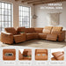 Breathing Leather Recliner Sectional Sofa, 5-Seat Power Reclining Sectional Couch with Adjustable Headrest&Storage Console, L Shaped Leather Couch for Living Room (Light Brown)