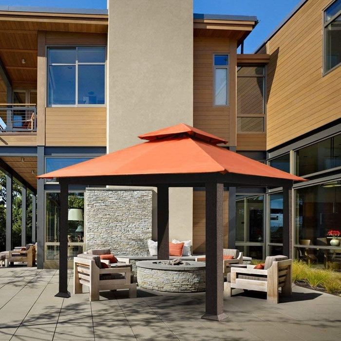 USA 10-Year-Non-Fading 10X13Ft Titan Patio Gazebo, Super Thick Sunbrella Fabric UPF 50+ UV Protection, Heavy Duty Commercial Rust-Proof Aluminum Frame, Windproof Vented Top Gazebo, Rust