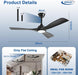 52 Inch Black Ceiling Fan With DimmableIntegratedLight