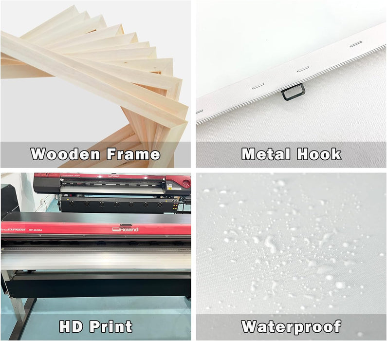 Wall Art Canvas Painting Big Waves in the Sea 1 Piece Ocean Sunset Huge Waves Nature Picture Poster Print Framed Ready to Hang for Living Room Bedroom Artework 71X36Inch