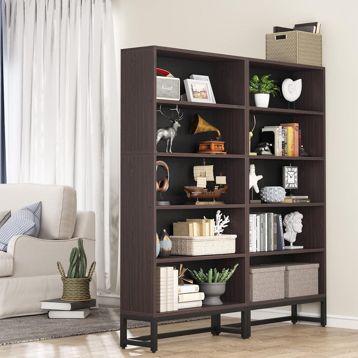 Tall Bookcase and Bookshelf, 70.8” Large Bookcases Organizer with 5-Tier Storage Shelves, Heavy Duty Free-Standing Library Bookshelf Shelving Unit for Living Room, Bedroom (Sandalwood)