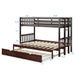 Twin Pull-Out Bunk Bed with Trundle Wooden Ladder