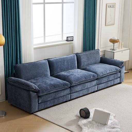 Convertible Sectional Sofa with Chaise L Shaped Couch with Ottoman Reversible 3-Seat Sofa Sectional Couch Sets for Apartment Gray-Blue