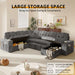 Modular Sectional Sleeper Sofa with Pull Out Bed, 108 Inch U Shaped 7 Seat Couches for Living Room, Chenille Fabric Cloud Couch Bed with Storage & Reclining Backrest, USB Charging, Grey