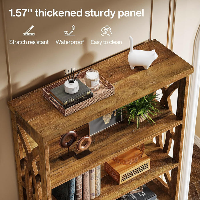 Rustic Brown Six Tier Freestanding Bookshelf Office