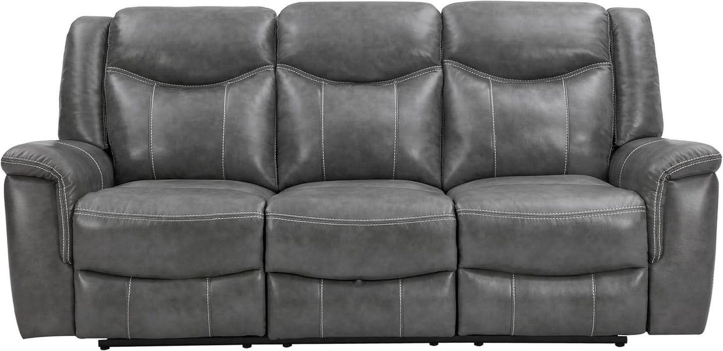 Coaster Home Furnishings - Conrad - Fabric - Upholstered Motion Reclining Sofa with Power Outlet, Padded Headrests and Wall Hugger Design - Living Room - Grey - 650354