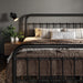 Queen Metal Bed Frame with Victorian Iron-Art Headboard, Black