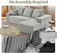 107Inch Grey Corduroy LShaped Modular Sleeper Sofa