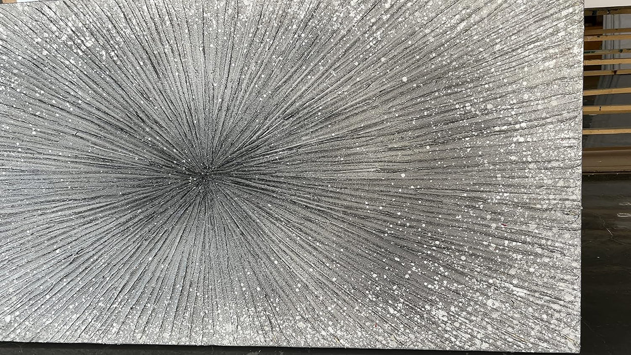 - 24X48 Inch Abstract Art Oil Paintings on Canvas Thick Silver Abstract Artwork Modern Home Decor Canvas Wall Art 24X48Inch