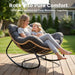 Outdoor Rocking Papasan Chair with Thick Cushion, Dark Gray
