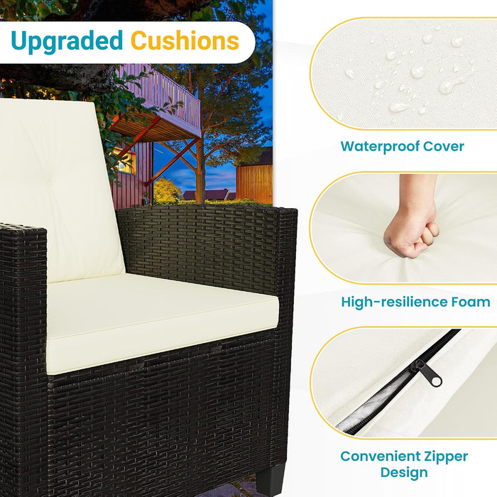 4 Piece All Weather Wicker Patio Furniture Set for Porch Patio