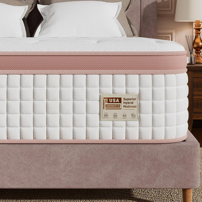 Extra Firm Queen Mattress 14 Inch, Luxury Hybrid Mattress in a Box for Deep Sleep & Lumbar Support, Certipur-Us & Zero Fiberglass, 365-Night Trial