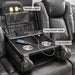 Power Reclining Sofa Couch with Wireless Charger, 3 Seaters with Recliner with Reading Light, Leather Electric 3 Seat Sofa Sectional Set for Living Room, Home Theater Seating with LED Lights, Grey