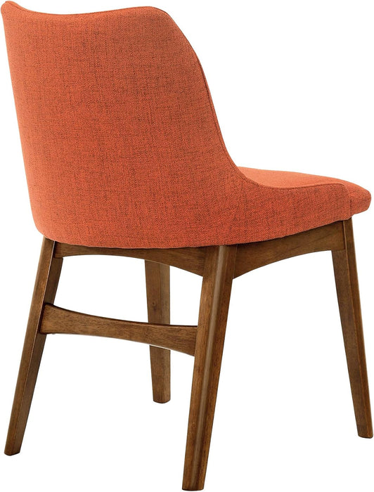 Azalea Orange Fabric and Walnut Wood Dining Side Chairs - Set of 2