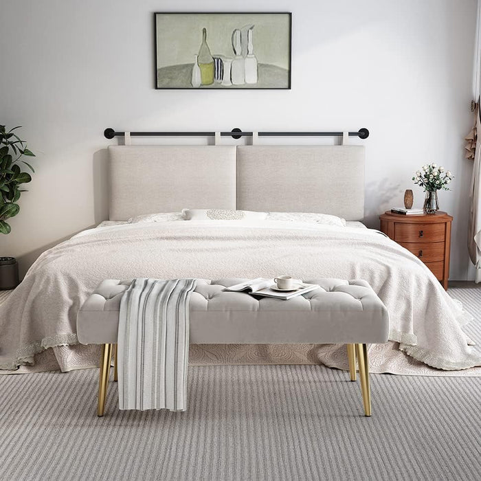 Headboards for Queen Size Bed, Wall Mounted Headboard with Fine Linen Upholstery and Button Tufting, Adjustable Heigh Headboard for Bedroom(Queen,Beige)