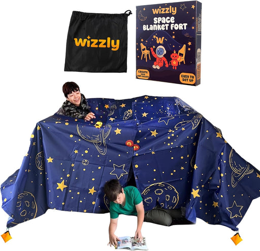Space Original Blanket Fort Building Kit for Kids, 4 Blanket  Toy, Make a Portable Playhouse, Play Tent Boy and Girl Indoor Outdoor Build Set, STEM Children Toy, Ages 4, 8, 12 +