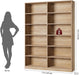 Bookshelf and Bookcase, 6-Tier Double Wide Bookshelves,Freestanding Display Storage Shelves, Tall Bookcases for Home Decor Bedroom, Living Room, Home Office, Light Oak