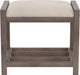 Gray Upholstered Vanity Stool With Linen Upholstery