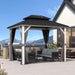 8' X 10' Hardtop Gazebo Metal Double Roof White Aluminum Frame Outdoor Heavy Duty Gazebo with Curtain and Netting for Patio Garden and Backyard, Grey