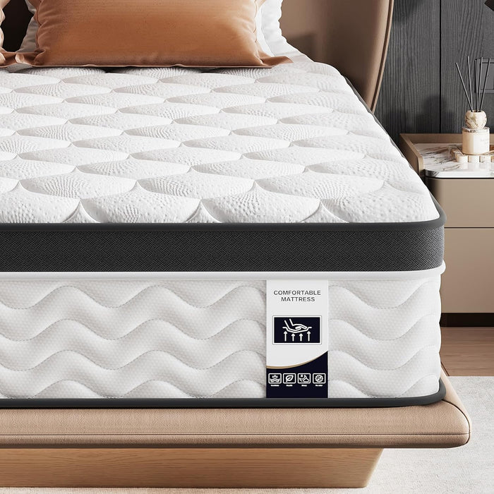 Queen Mattress, 12 Inch, Hybrid Mattress in a Box, Medium Firm