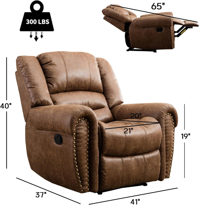 Classic Recliner Chair with Leather Arms