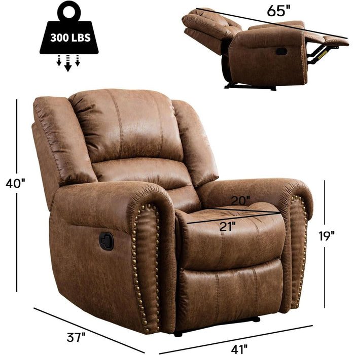 Classic Recliner Chair with Leather Arms